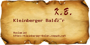 Kleinberger Balár névjegykártya